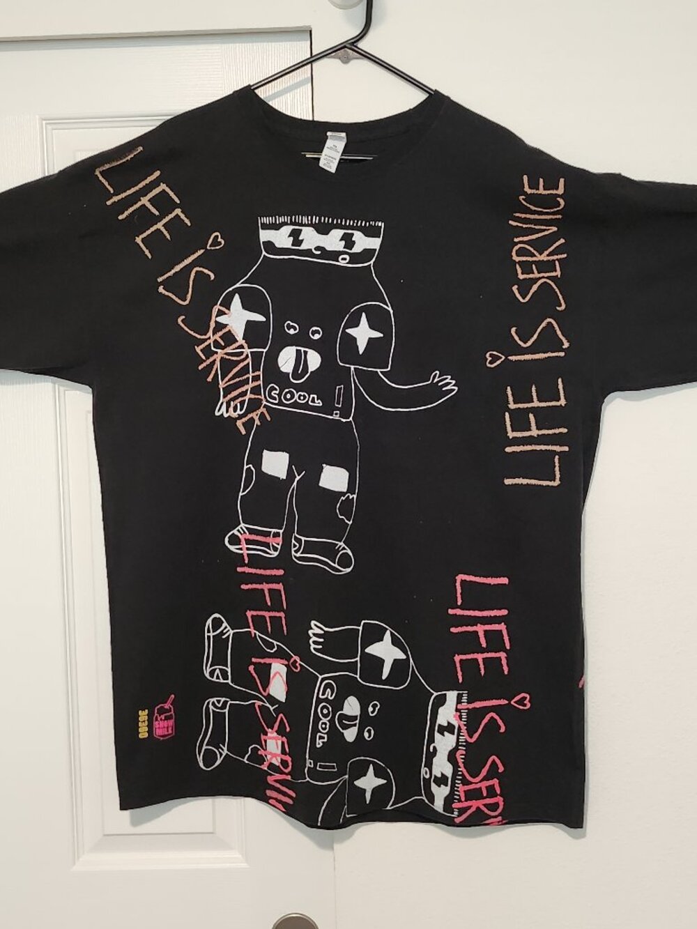 Snow Milk "Life Is Service" Robot Graphic Streetwear Tee Black XXL